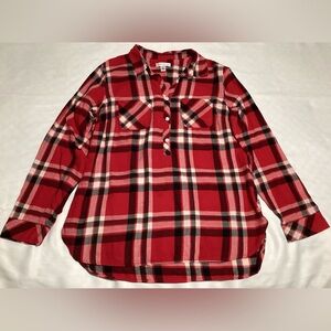 Croft & Barrow Ladies Long Sleeve Red Gingham Plaid Country Style Shirt Size M